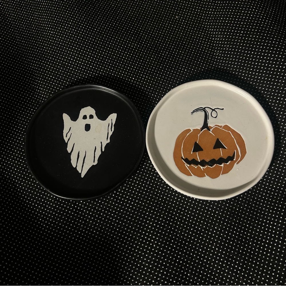 Ceramic Halloween Ghost and Pumpkin Plates